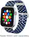 Left. Modal™ - Woven Nylon Watch Band for Apple Watch 42, 44, 45mm (Series 1-8) and Apple Watch Ultra 49mm - Blue with White Stars.