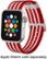 Left Zoom. Modal™ - Woven Nylon Watch Band for Apple Watch 38mm and 40mm - Red and White Stripes.