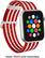 Angle. Modal™ - Woven Nylon Watch Band for Apple Watch 42, 44, 45mm (Series 1-8) and Apple Watch Ultra 49mm - Red and White Stripes.