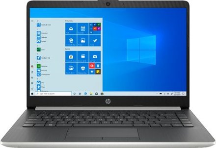 HP - 14" Laptop - AMD A9-Series - 4GB Memory - AMD Radeon R5 Graphics - 128GB Solid State Drive - Ash Silver Keyboard Frame, Natural Silver - Larger Front