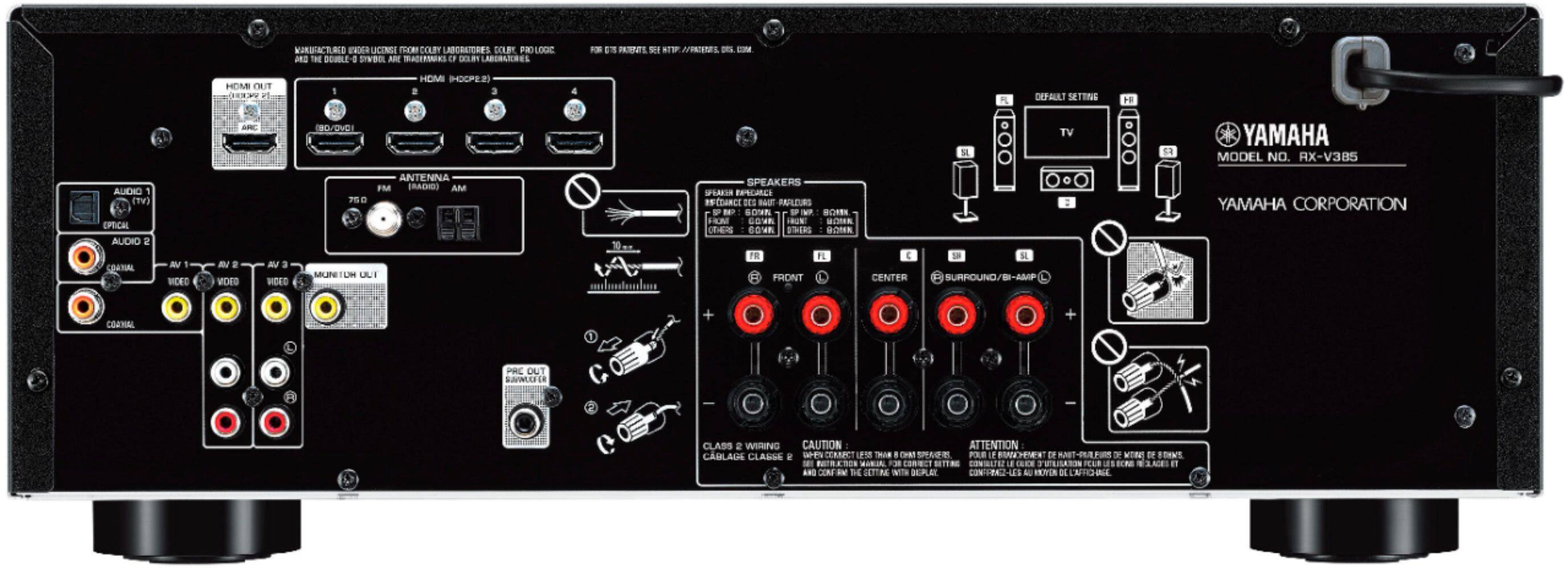 Back. Yamaha - 5.1-Channel 4K Home Theater Speaker System with Powered Subwoofer and Bluetooth Streaming - Black.