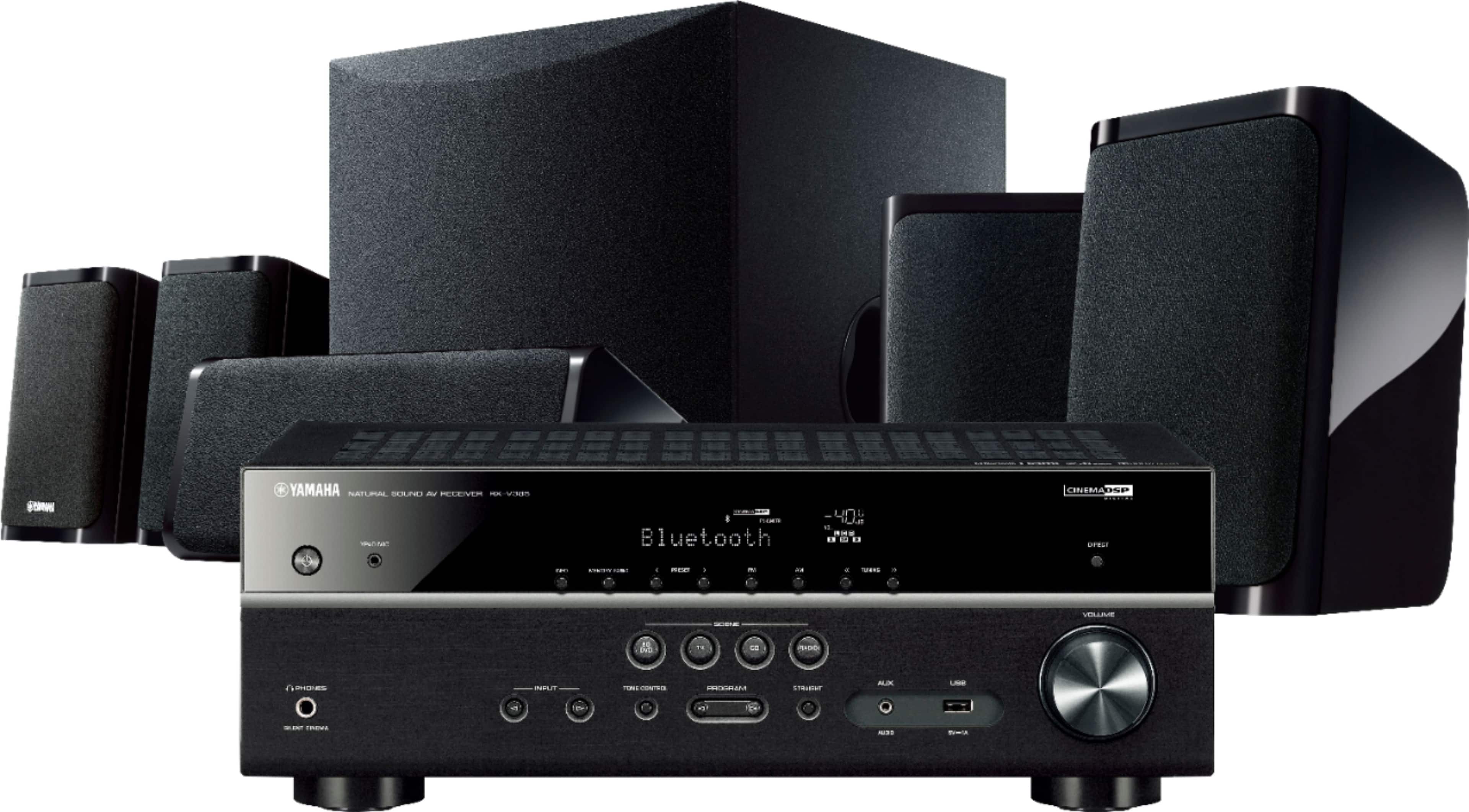 Front. Yamaha - 5.1-Channel 4K Home Theater Speaker System with Powered Subwoofer and Bluetooth Streaming - Black.