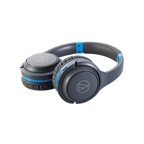 Audio Technica Ath S0bt Wireless Over The Ear Headphones Gray Blue Aud Aths0btgbl Best Buy