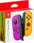 Front. Nintendo - Joy-Con (L/R) Wireless Controllers for Nintendo Switch - Neon Purple/Neon Orange.