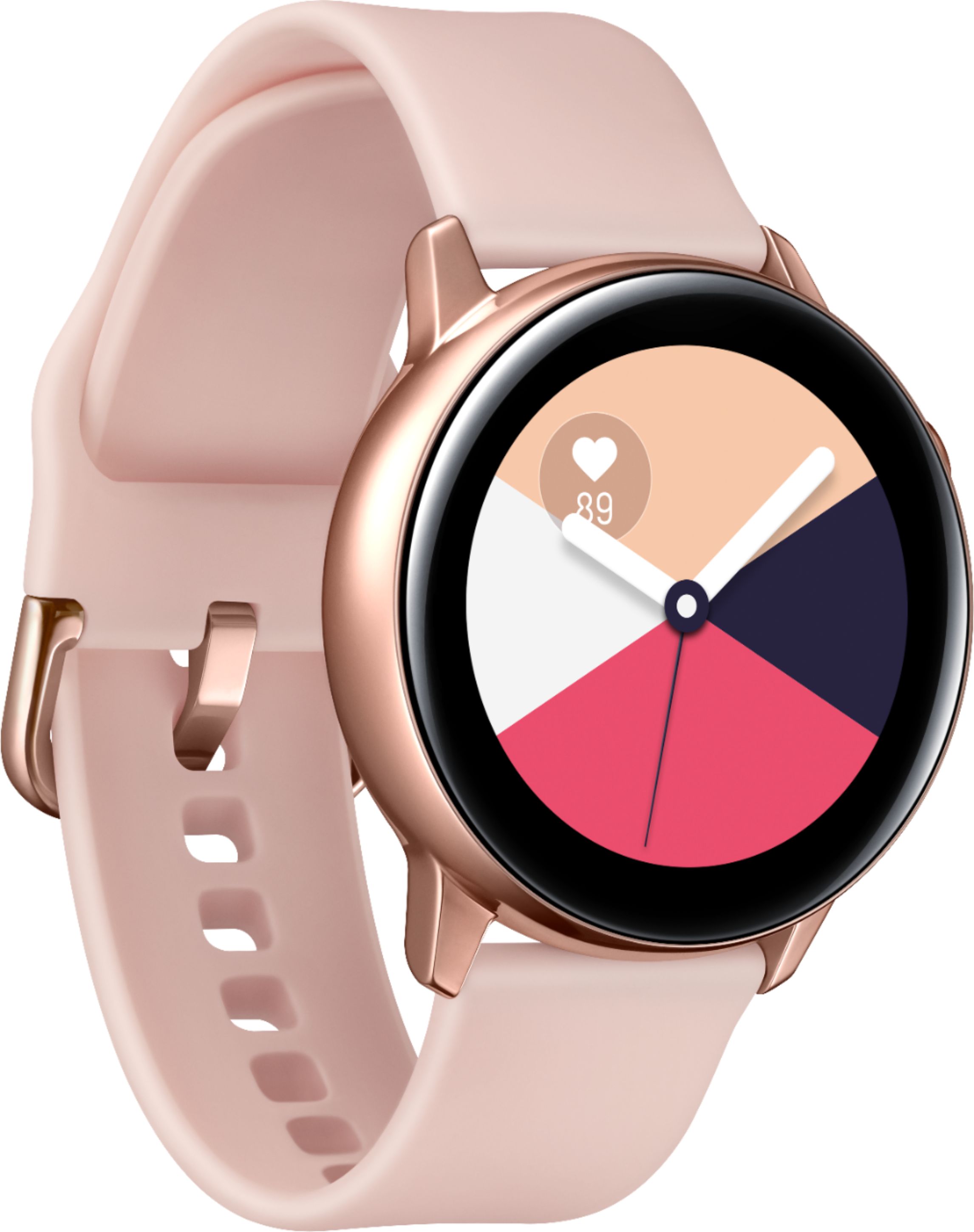Angle View: Samsung - Geek Squad Certified Refurbished Galaxy Watch Active Smartwatch 40mm Aluminium - Rose Gold