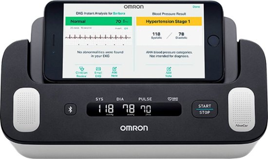 Front. Omron - Complete - Wireless Upper Arm Blood Pressure Monitor + EKG - Black/White.