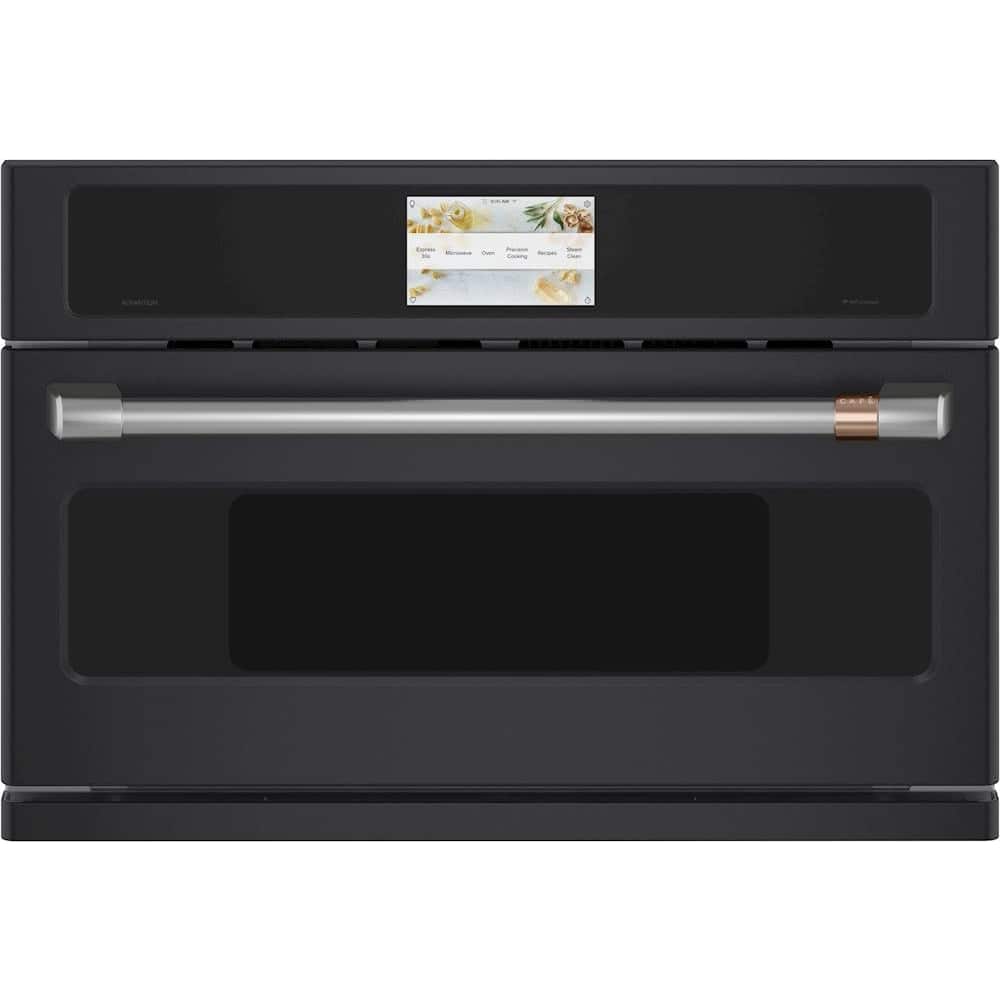 Front. Café - 30" Built-In Single Electric Convection Wall Oven with 120V Advantium Technology, Customizable - Matte Black.