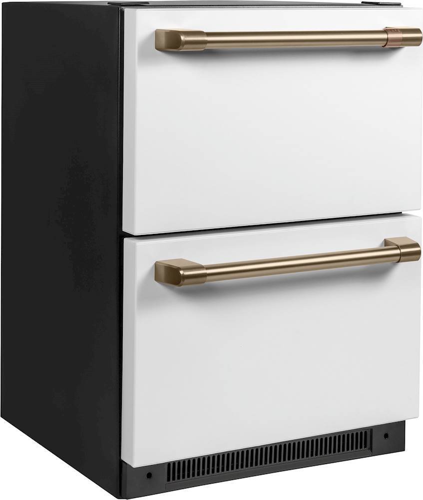Angle View: Café - 5.7 Cu. Ft. Built-In Dual-Drawer Refrigerator - Matte White