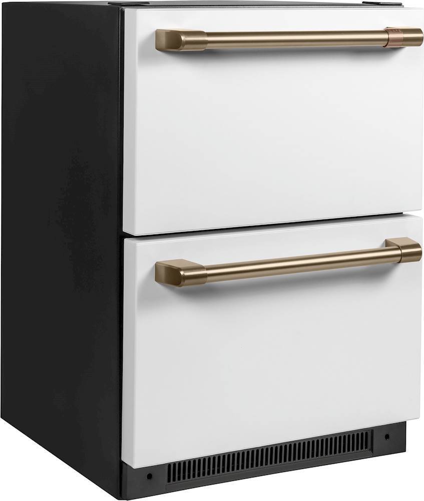Angle. Café - 5.7 Cu. Ft. Built-In Dual-Drawer Refrigerator - Matte White.