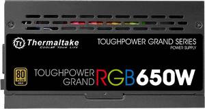 Thermaltake - ToughPower Grand RGB 650W ATX12V 2.4/EPS12V 2.92 80 Plus Gold Modular Power Supply with RGB - Black - Front_Zoom