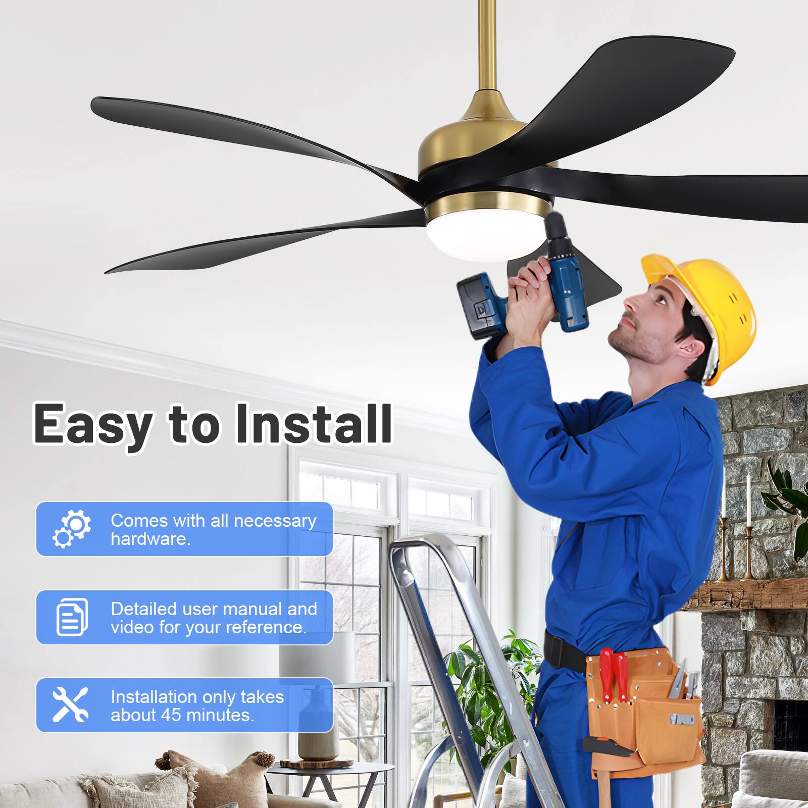 Easy to Install  
- Comes with all necessary hardware.  
- Detailed user manual and video for your reference.  
- Installation only takes about 45 minutes.