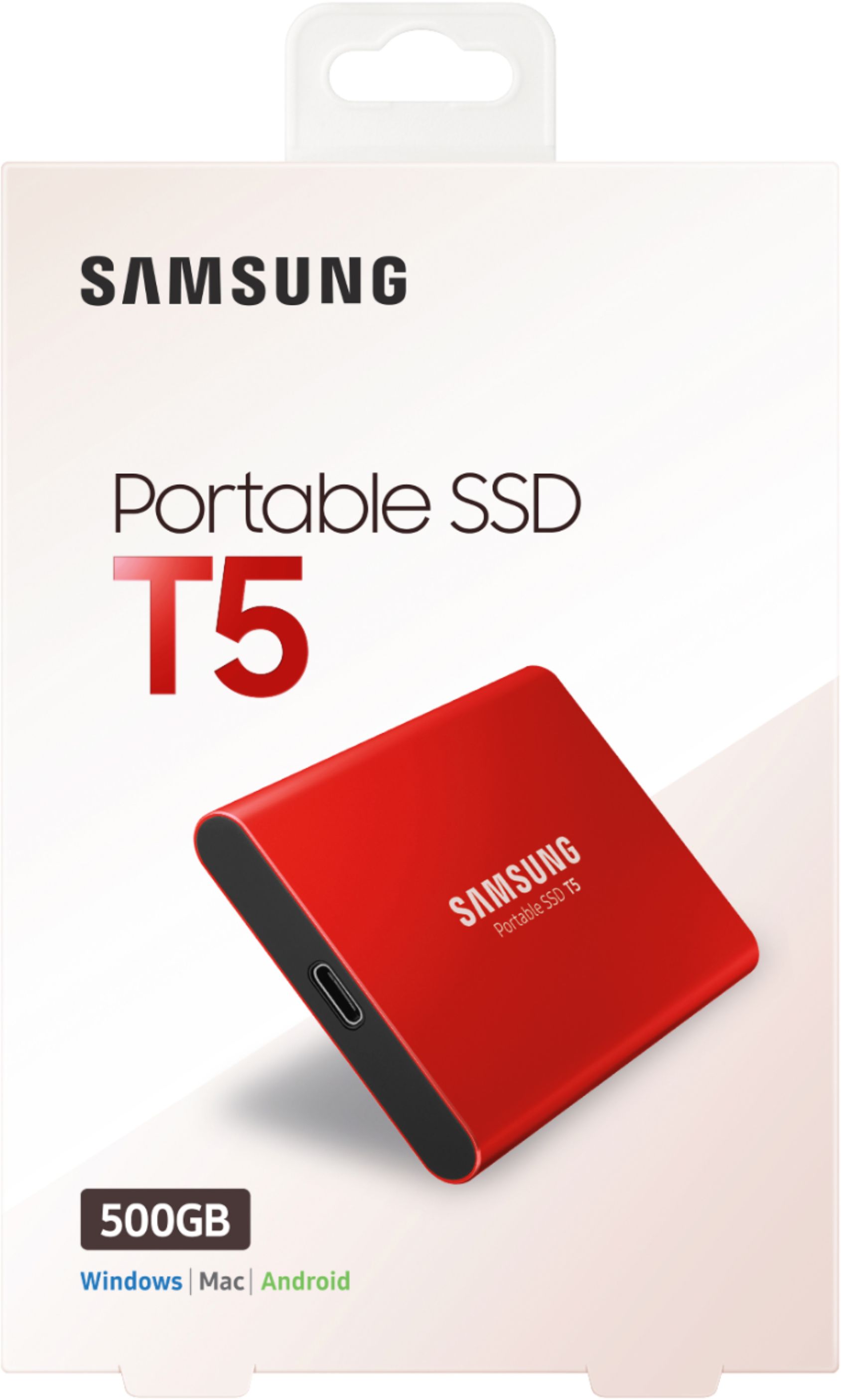 Lab Mission Akkumulering Best Buy: Samsung T5 500GB External USB Type C Portable Solid State Drive  Metallic Red MU-PA500RWW
