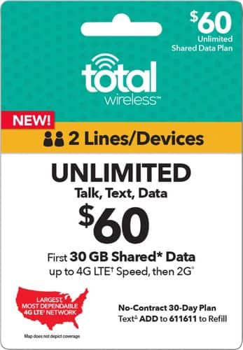 Total Wireless - $60 Prepaid Phone Card-Front_Standard 