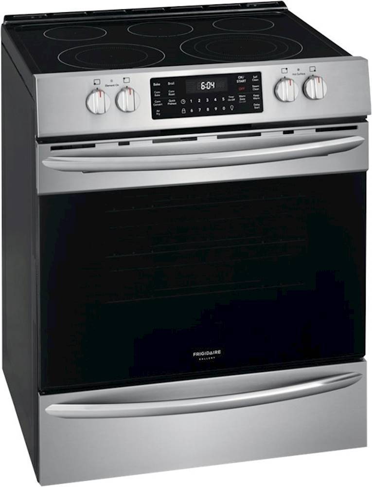 FRIGIDAIRE 30 INCH FREE STANDING SMOOTH TOP ELECTRIC RANGE 4 BURNER 2 LARGE  2 SMALL SELF