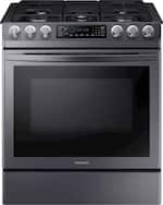 Samsung - 5.8 Cu. Ft. Self-Cleaning Slide-In Gas Convection Range - Black stainless steel - Front_Standard