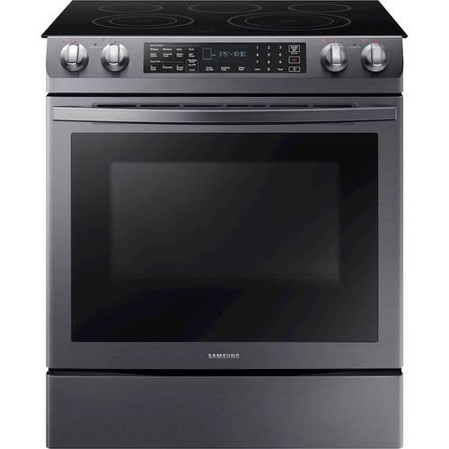 Samsung - 5.8 Cu. Ft. Self-Cleaning Slide-In Electric Convection Range - Black stainless steel was $1529.99 now $1049.99 (31.0% off)