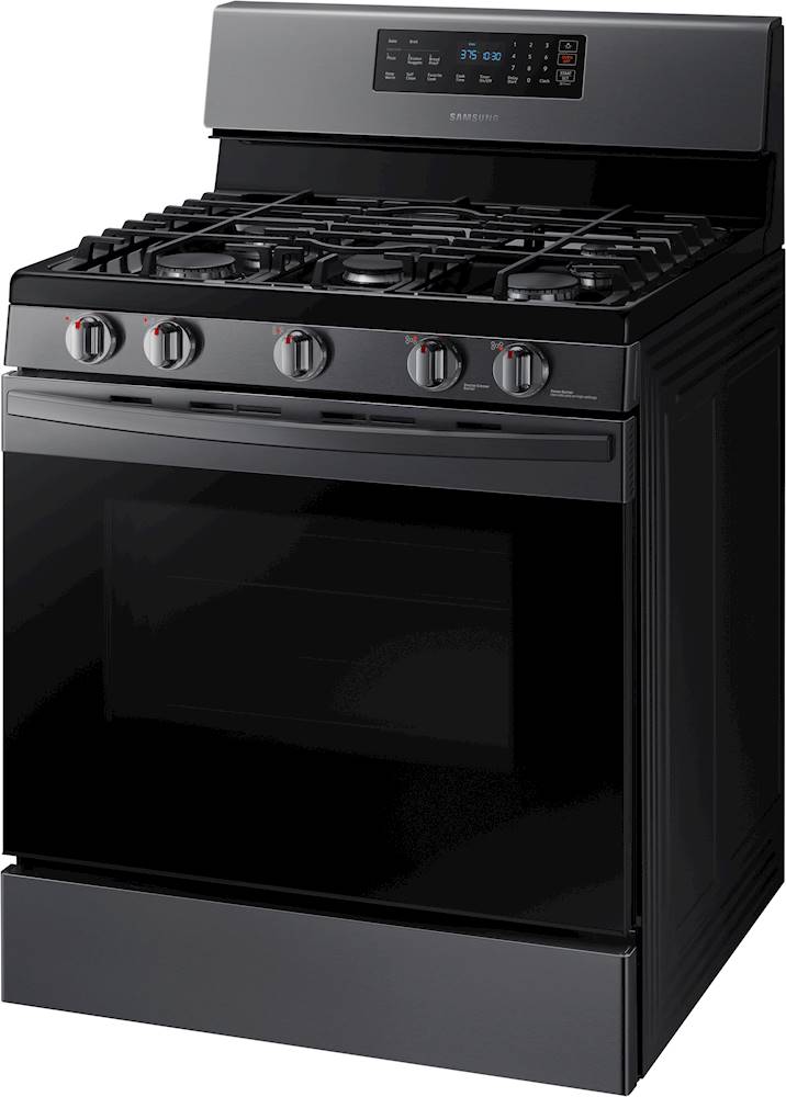 Left View: Samsung - 6.0 cu. ft. Freestanding Gas Range with WiFi, No-Preheat Air Fry & Convection - Stainless Steel