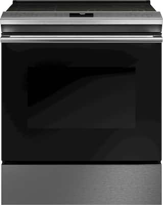 Café - Modern Glass 5.7 Cu. Ft. Slide-In Electric Convection Range - Platinum Glass