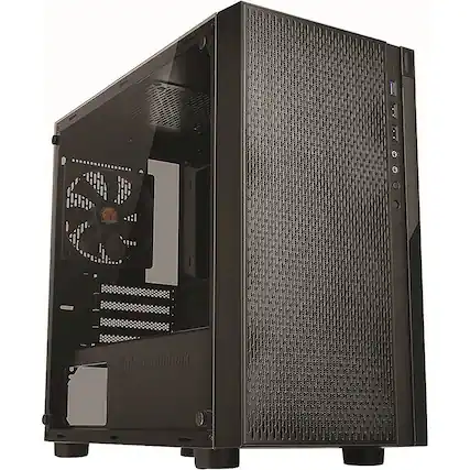 Front. Thermaltake - Versa H18 TG Mid Tower Case - Black, Blue.