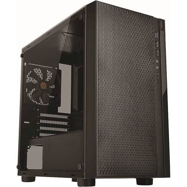 Thermaltake - Versa H18 TG Mid Tower Case - Black/Blue