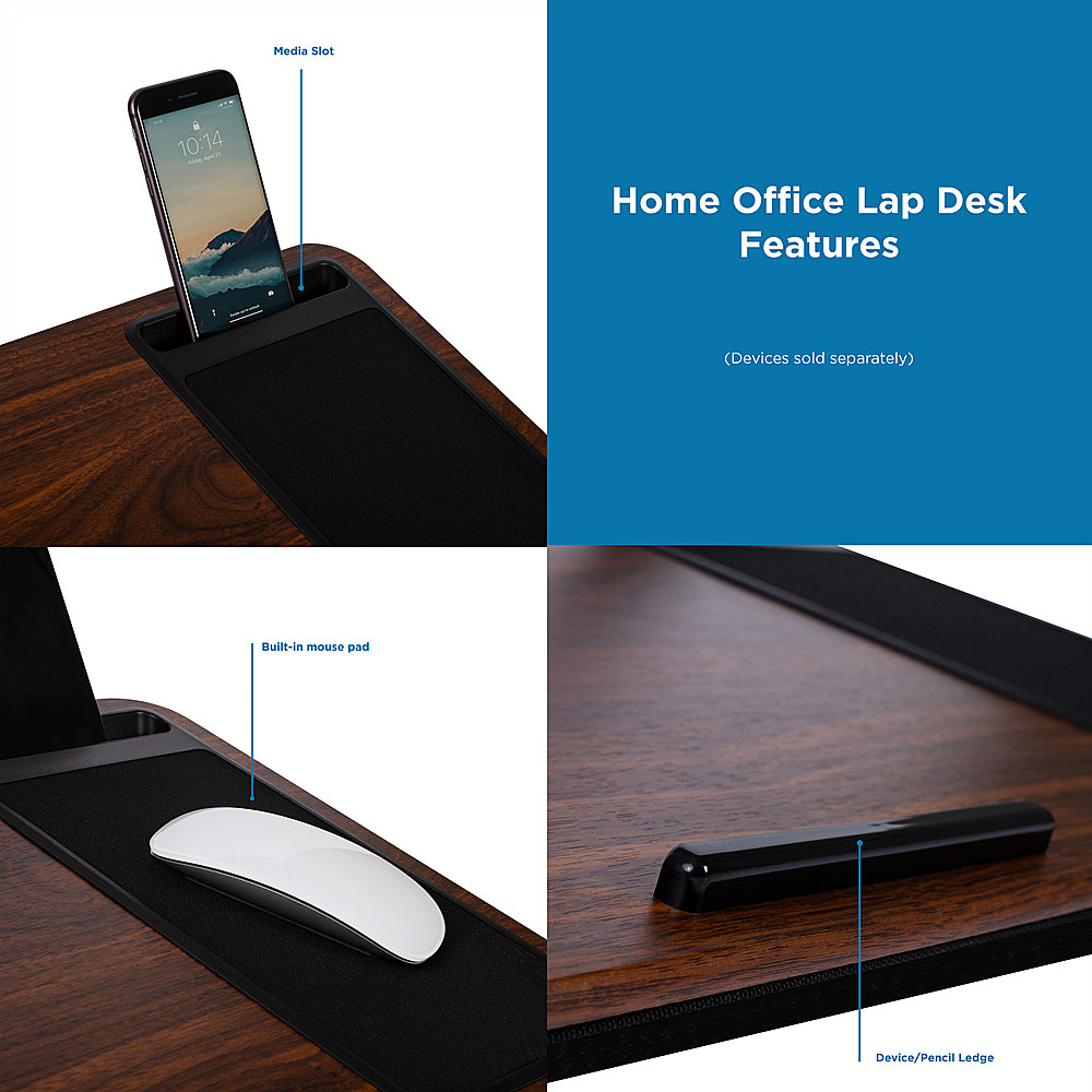 LapGear Home Office Lap Desk 21 x 12 Espresso Woodgrain - Office Depot