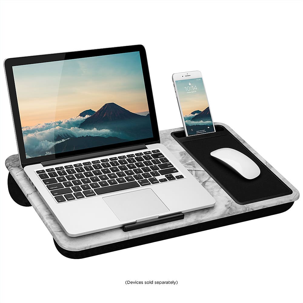 Front. LapGear - Home Office Lap Desk for 15.6" Laptop - White Marble.