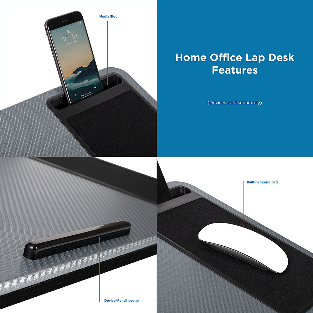 LapGear Home Office Lap Desk 21 x 12 Silver Carbon - Office Depot
