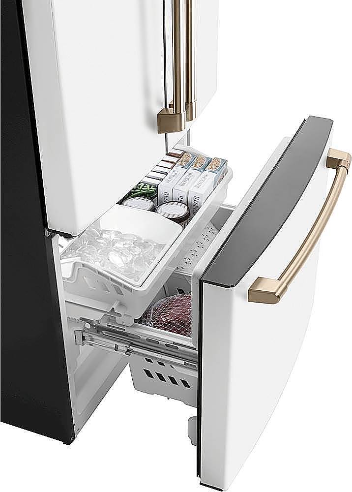 Alt View 12. Café - 18 Cu. Ft. French Door Counter-Depth Refrigerator, Customizable - Matte White.