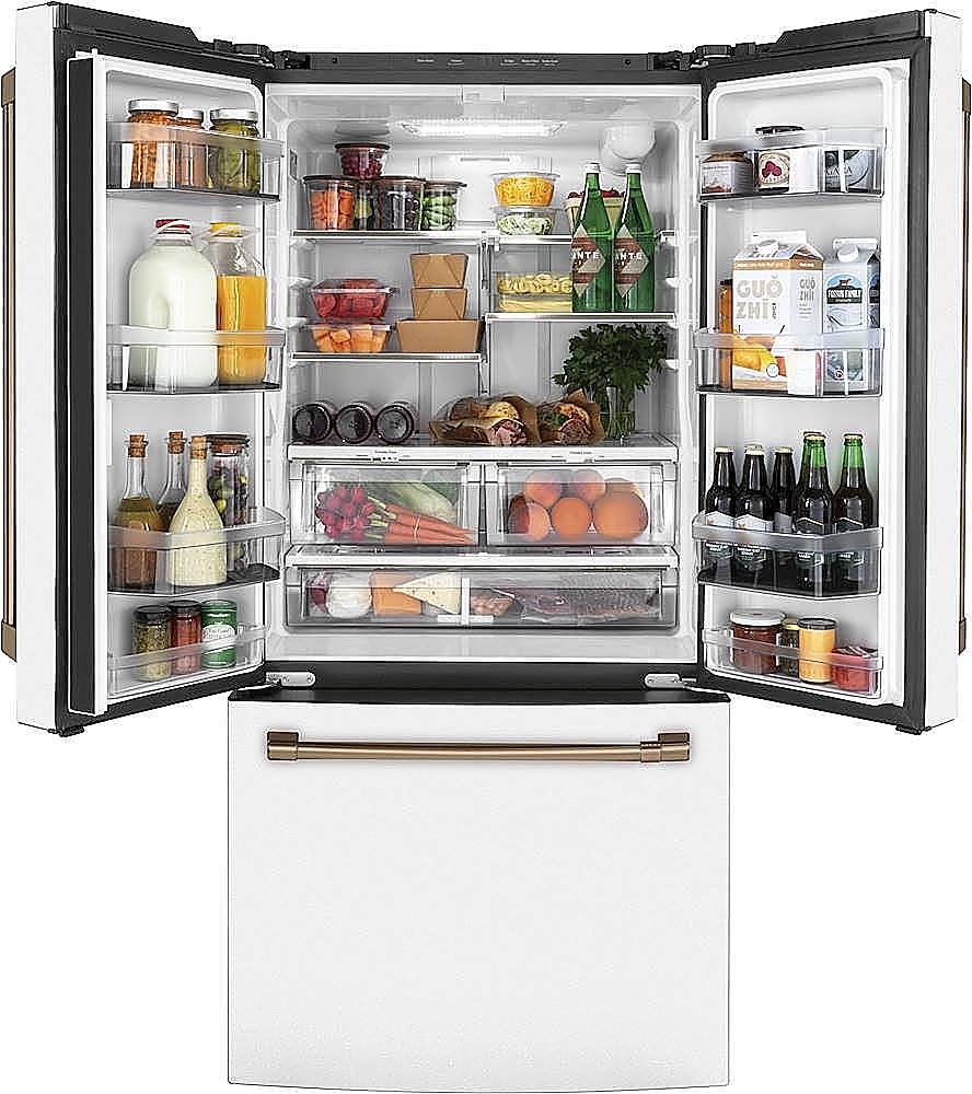 Alt View 1. Café - 18 Cu. Ft. French Door Counter-Depth Refrigerator, Customizable - Matte White.