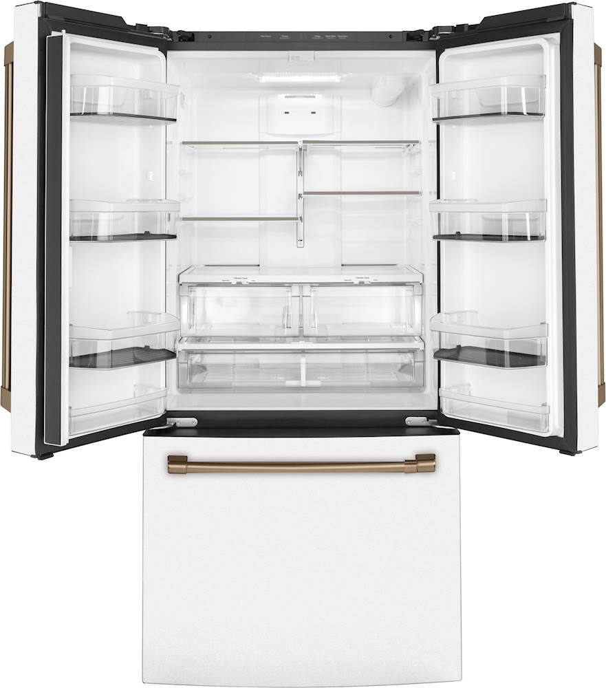 Alt View 2. Café - 18 Cu. Ft. French Door Counter-Depth Refrigerator, Customizable - Matte White.