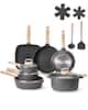 Front. Glintex - 19 Piece Pots and Pans Set Nonstick, Induction Cookware with Frying, Sauce, and Saute Pans for Kitchen Use - Black.