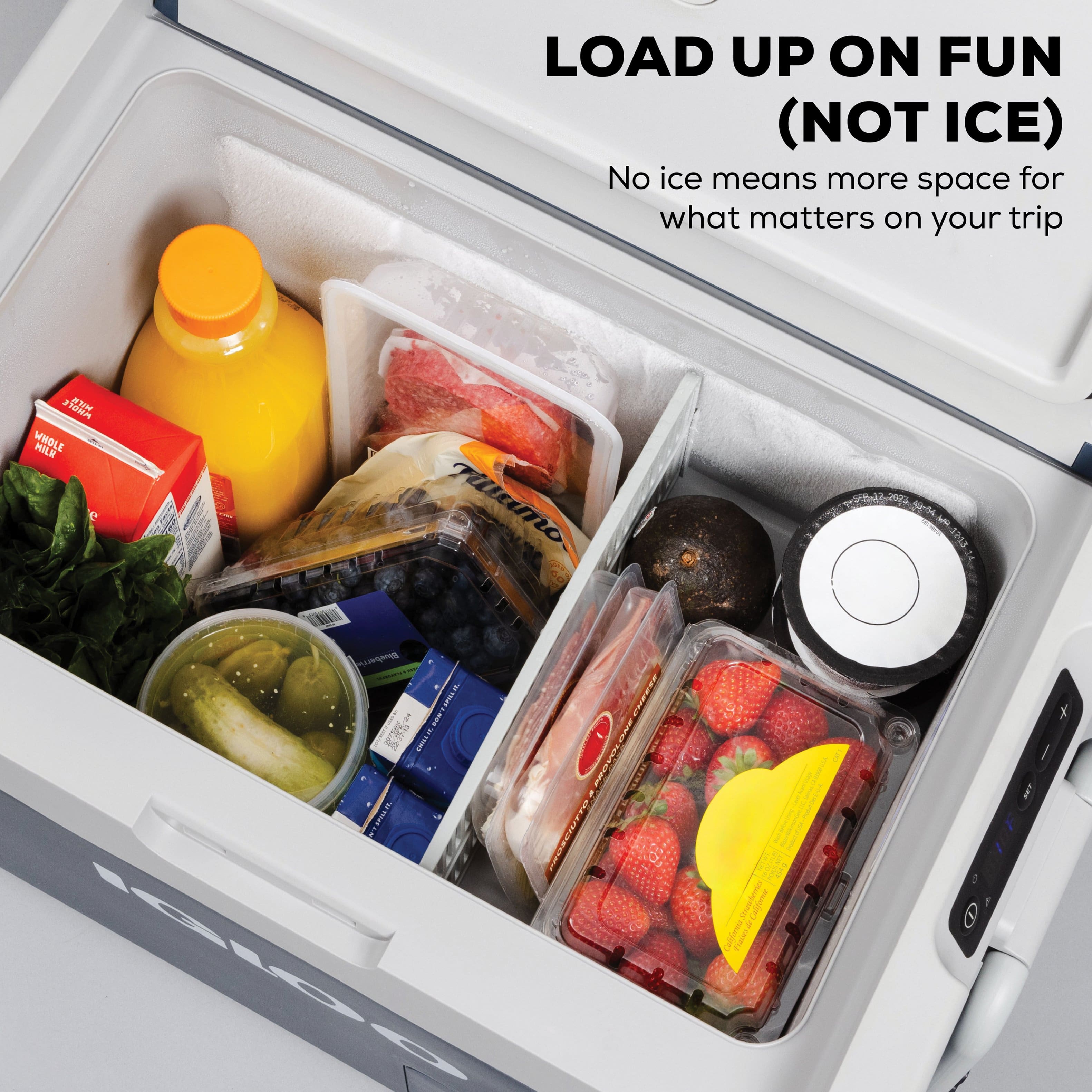 Left. Igloo - ICF60 Iceless Powered Cooler - Rugged Blue.