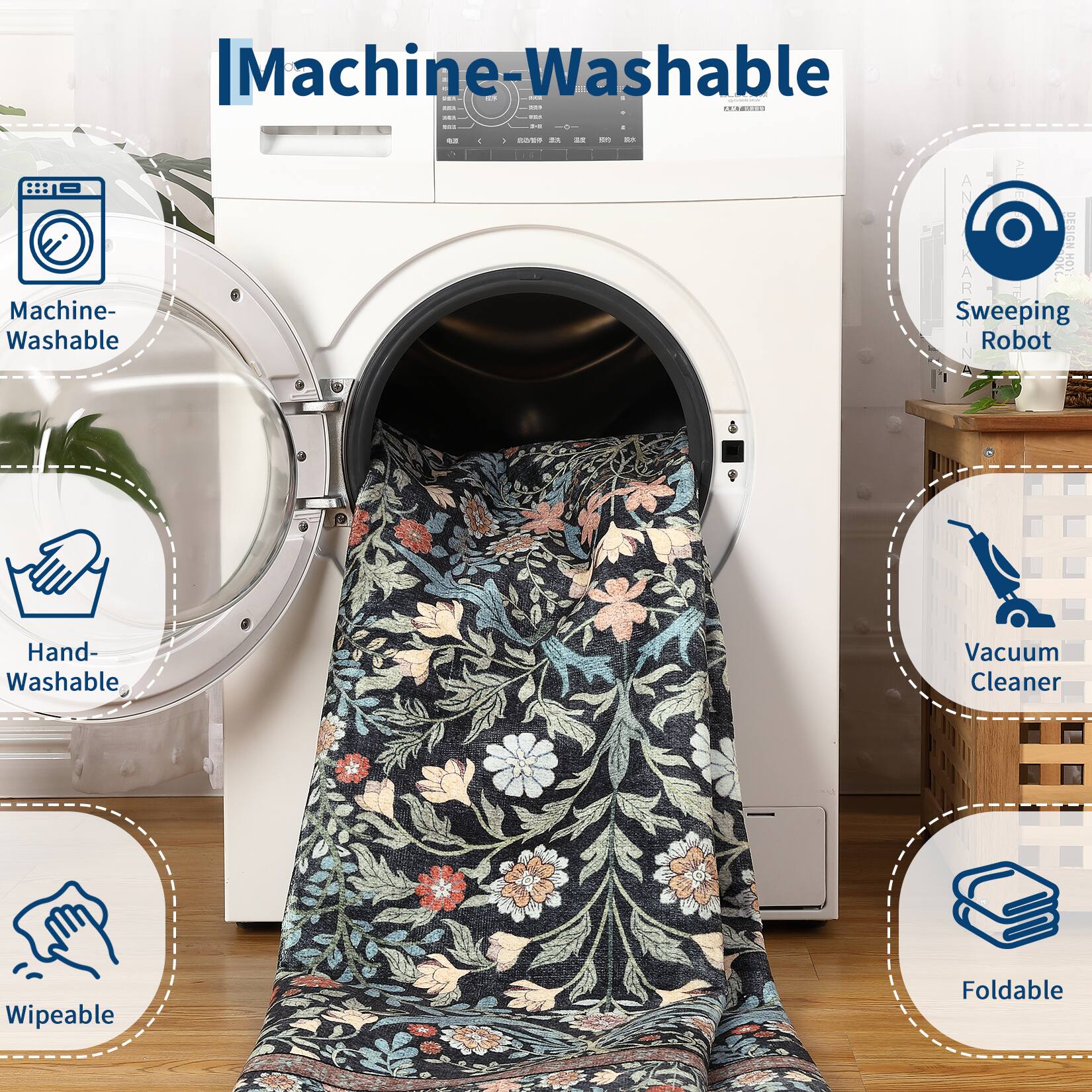 Machine-Washable  
Hand-Washable  
Wipeable  
Sweeping Robot  
Vacuum Cleaner  
Foldable