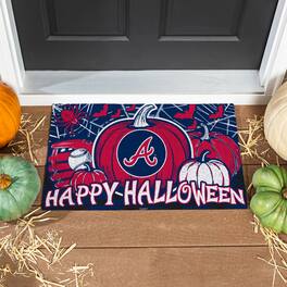 Evergreen Enterprises - Atlanta Braves 28" x 16" Happy Halloween Turf Door Mat - Multicolor