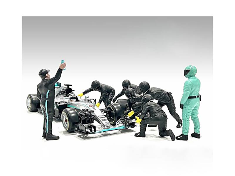Formula One F1 Pit Crew 7 Figure Set Team Black Release III for 1/18 Scale Models by American Diorama price history on PriceWatchPro