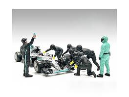 Formula One F1 Pit Crew 7 Figure Set Team Black Release III for 1/18 Scale Models by American Diorama - Multi