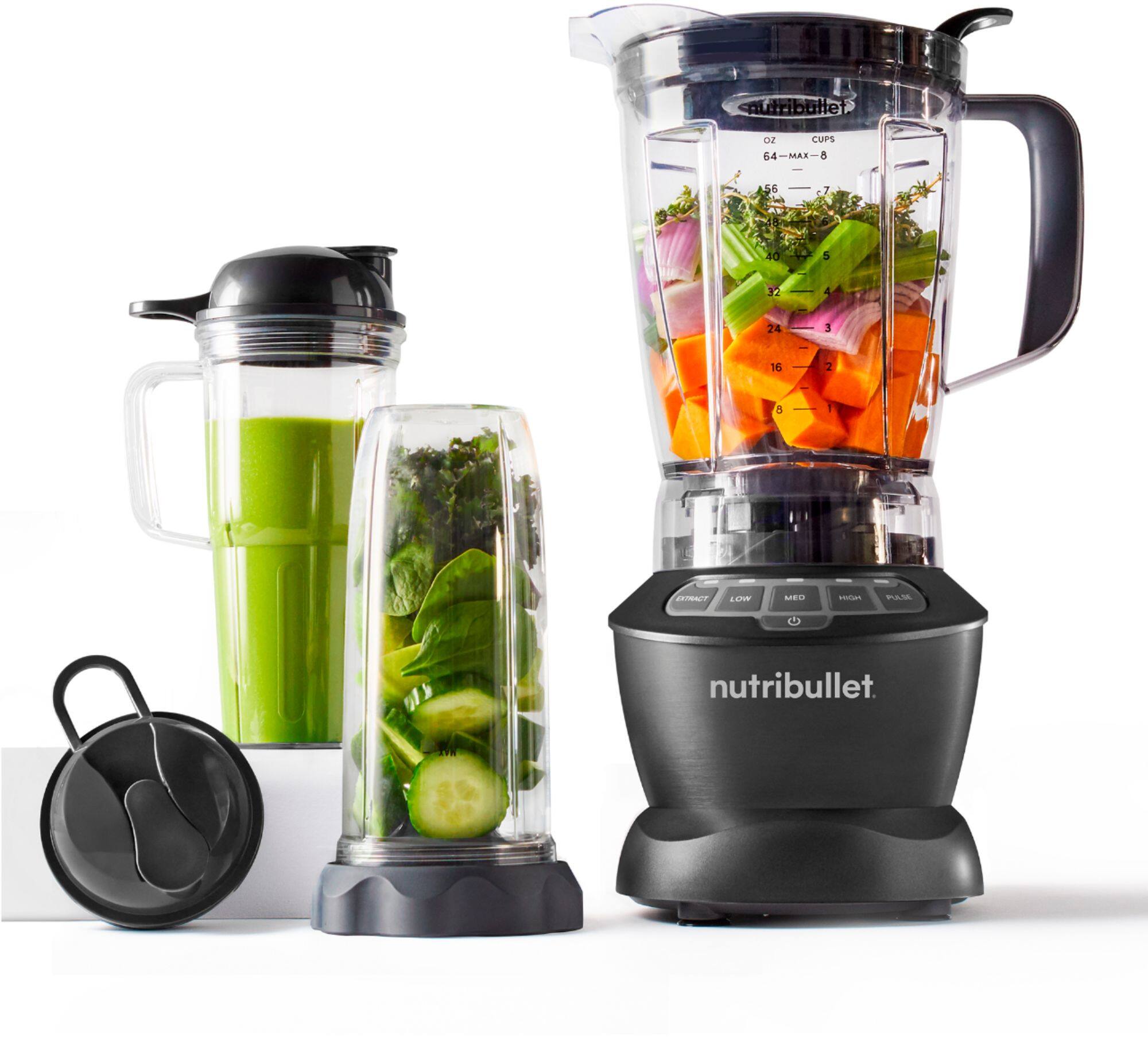 Alt View 11. NutriBullet - Blender Full Size Combo 1200 Watt 640z NBF50500 - Gray.