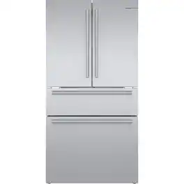 Bosch - 800 Series 21 Cu. Ft. 4-Door French Door Counter-Depth Smart Refrigerator with VitaFresh - Stainless Steel