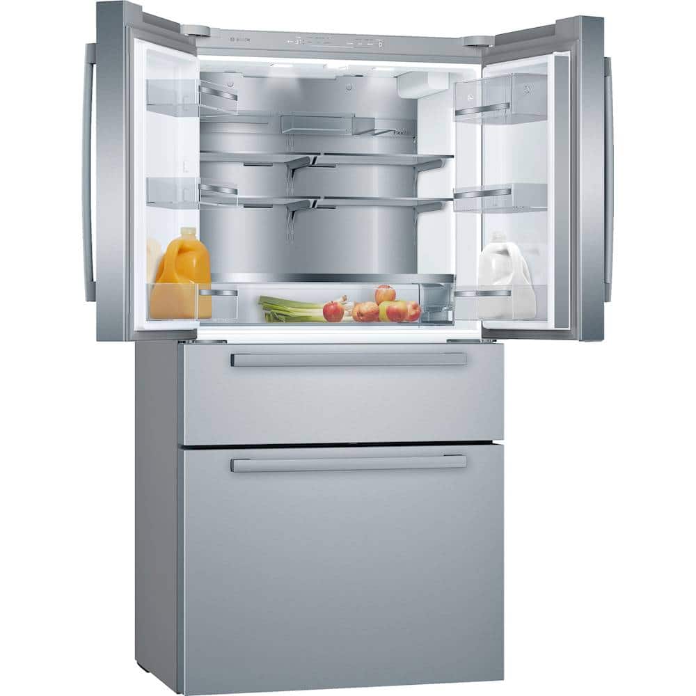 Alt View 5. Bosch - 800 Series 21 Cu. Ft. 4-Door French Door Counter-Depth Smart Refrigerator - Stainless steel.