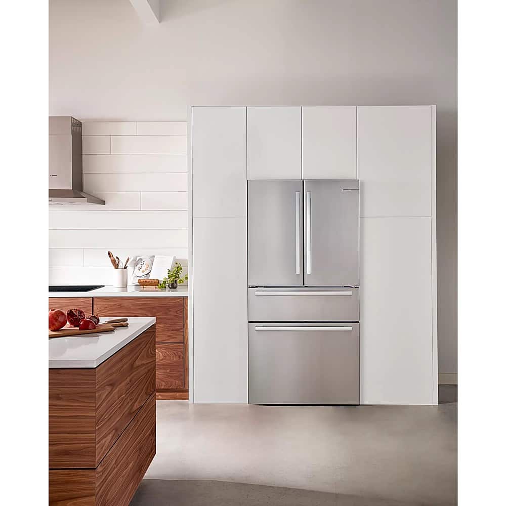 Alt View 21. Bosch - 800 Series 21 Cu. Ft. 4-Door French Door Counter-Depth Smart Refrigerator - Stainless steel.