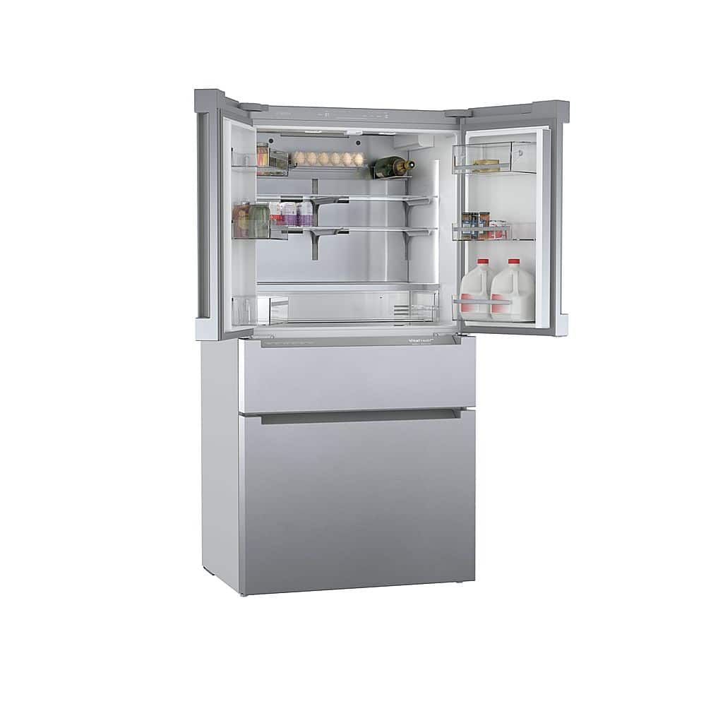 Alt View 5. Bosch - 800 Series 20.5 Cu. Ft. 4-Door French Door Counter-Depth Smart Refrigerator - Stainless steel.