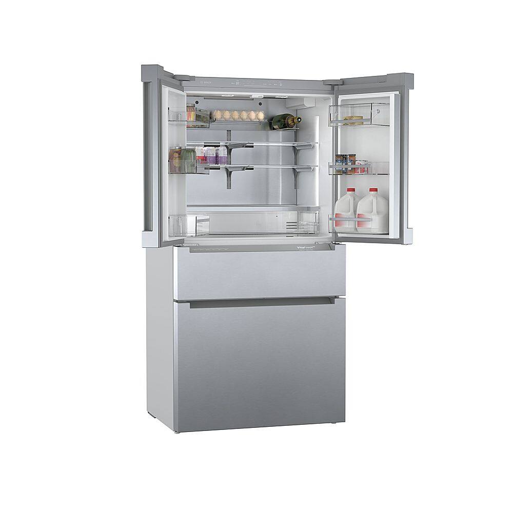 Alt View 5. Bosch - 800 Series 20.5 Cu. Ft. 4-Door French Door Counter-Depth Smart Refrigerator - Stainless steel.