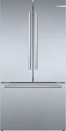 Bosch - 800 Series 21 Cu. Ft. French Door Bottom Freezer Counter-Depth Smart Refrigerator with VitaFresh - Stainless Steel