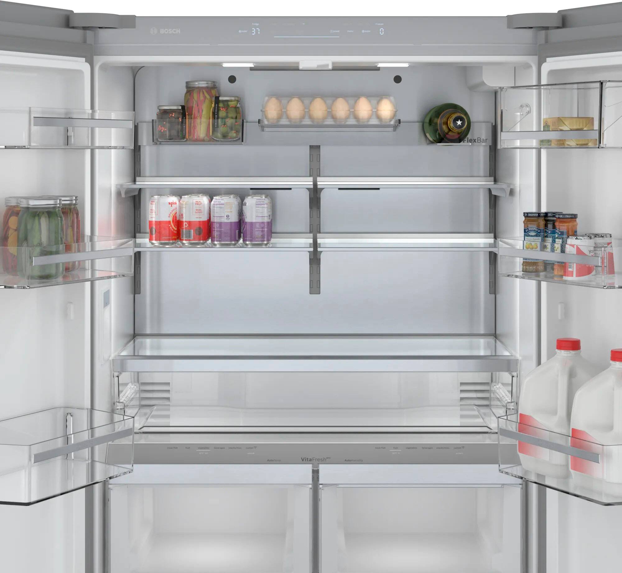 Alt View 13. Bosch - 800 Series 21 Cu. Ft. French Door Counter-Depth Smart Refrigerator - Stainless steel.