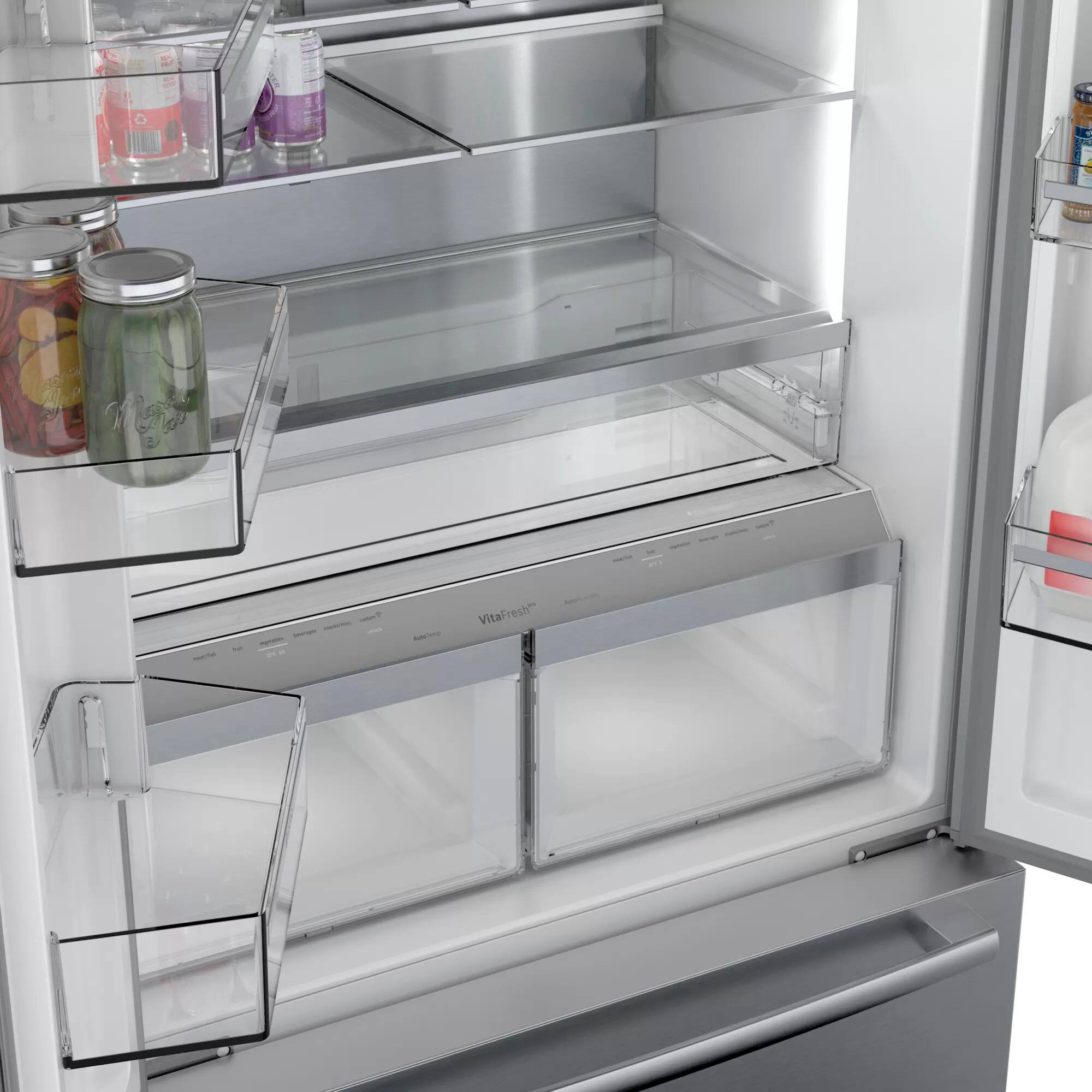 Alt View 14. Bosch - 800 Series 21 Cu. Ft. French Door Counter-Depth Smart Refrigerator - Stainless steel.