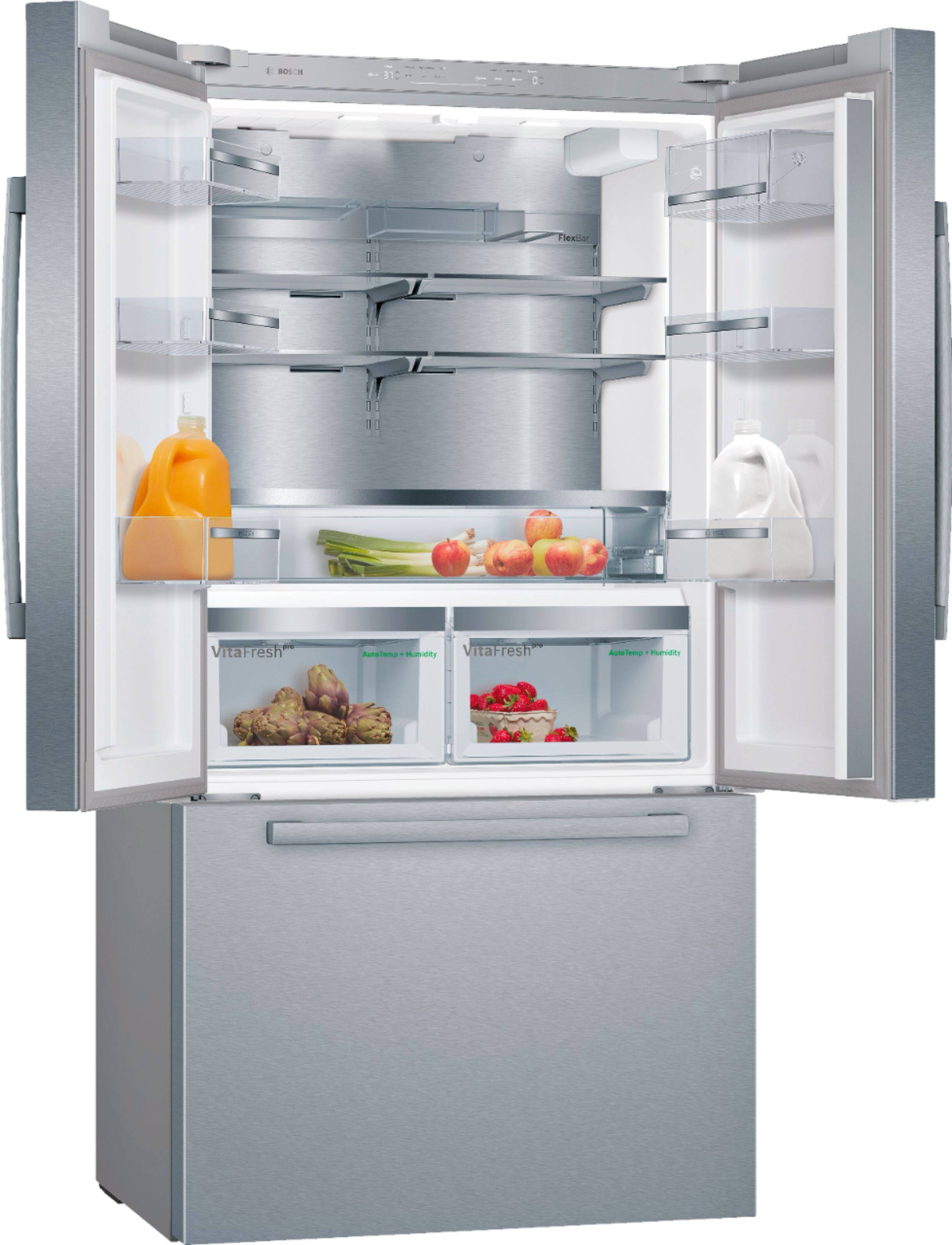 Alt View 5. Bosch - 800 Series 21 Cu. Ft. French Door Counter-Depth Smart Refrigerator - Stainless steel.