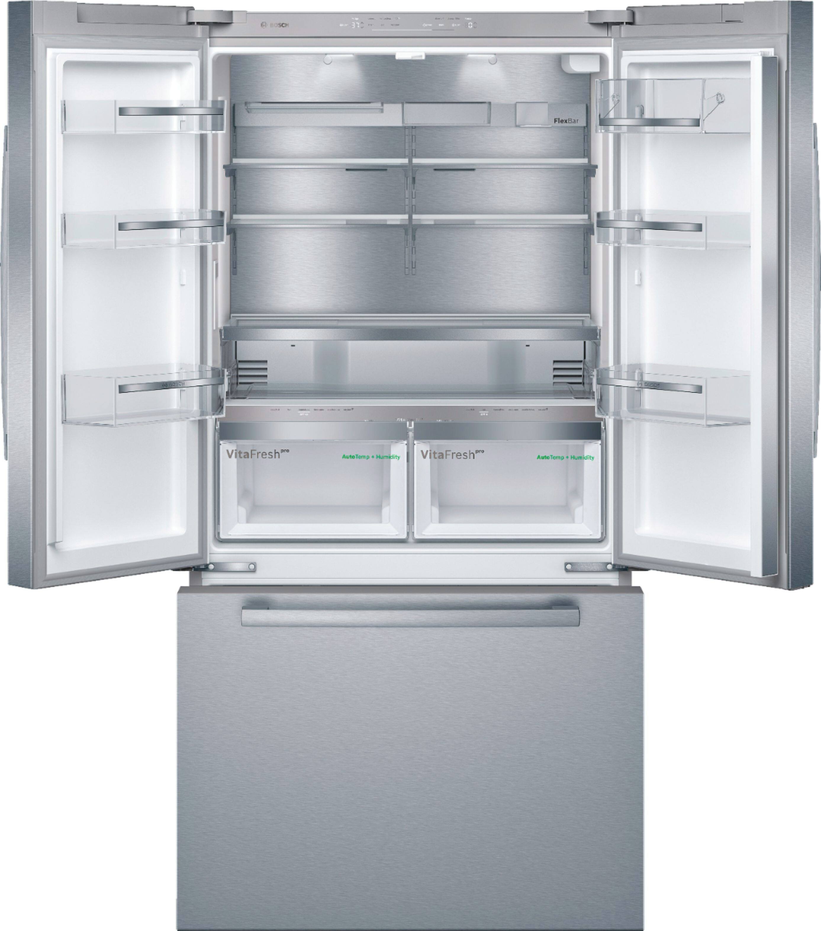 Alt View 4. Bosch - 800 Series 21 Cu. Ft. French Door Counter-Depth Smart Refrigerator - Stainless steel.