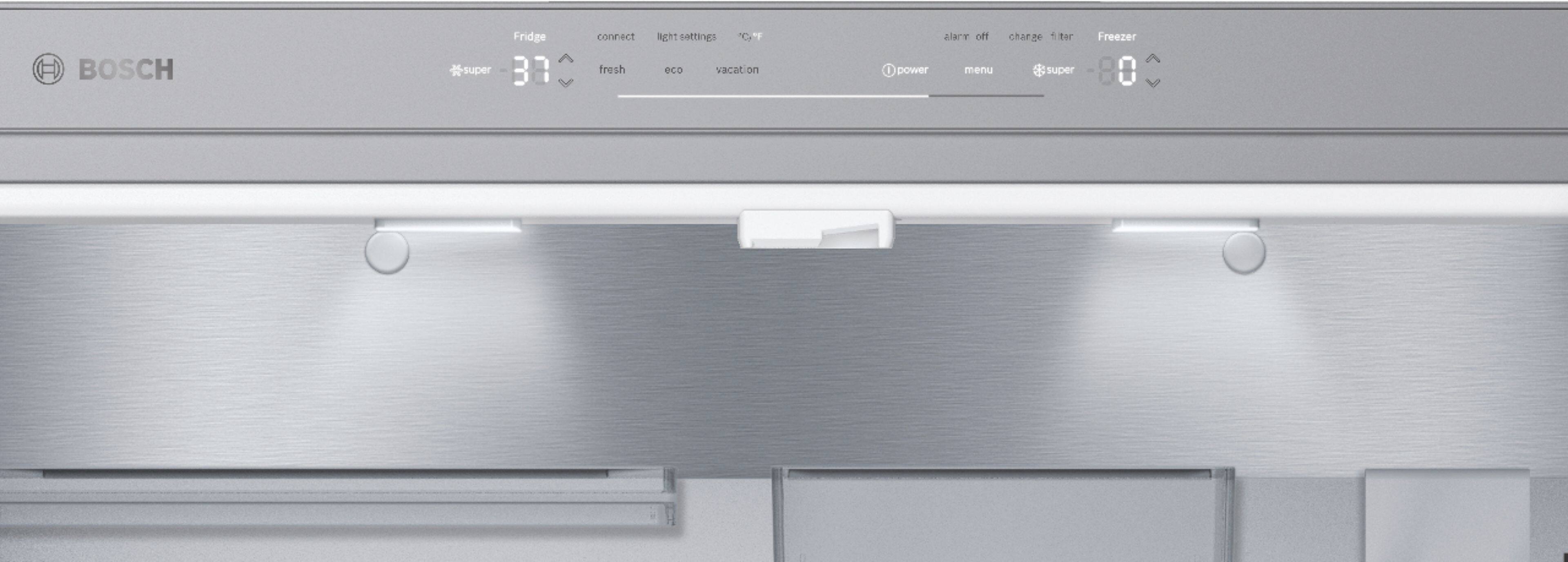 Alt View 3. Bosch - 800 Series 21 Cu. Ft. French Door Counter-Depth Smart Refrigerator - Stainless steel.