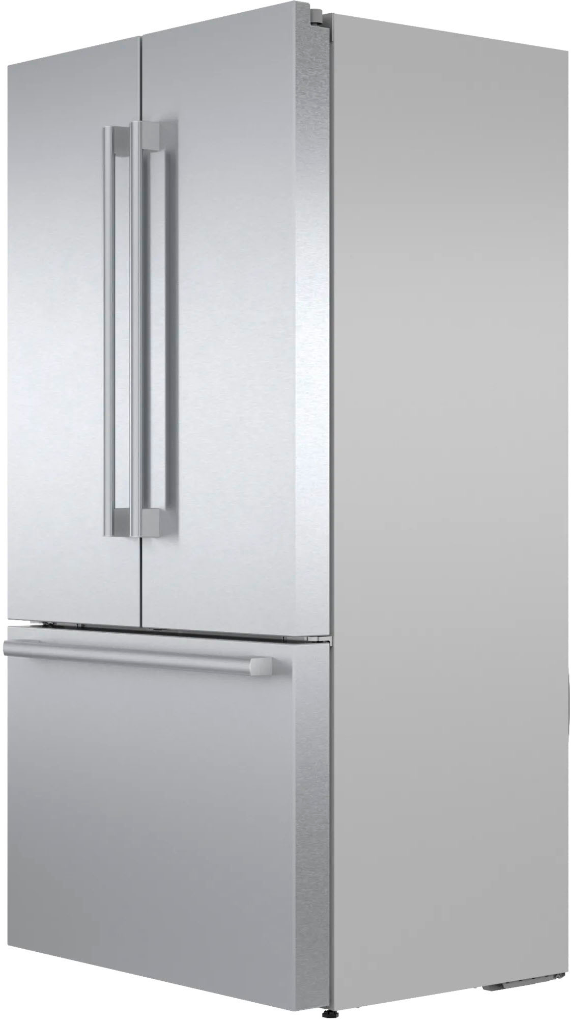 Left View: Insignia™ - 20.1 Cu. Ft. French Door Counter-Depth Refrigerator with Water Dispenser - Stainless steel
