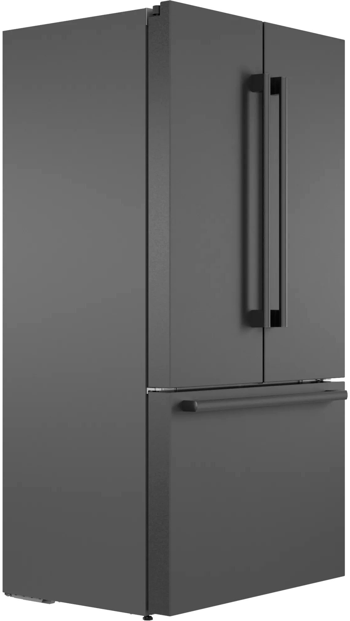 Angle View: Bosch - 800 Series 21 Cu. Ft. French Door Counter-Depth Smart Refrigerator - Black Stainless Steel